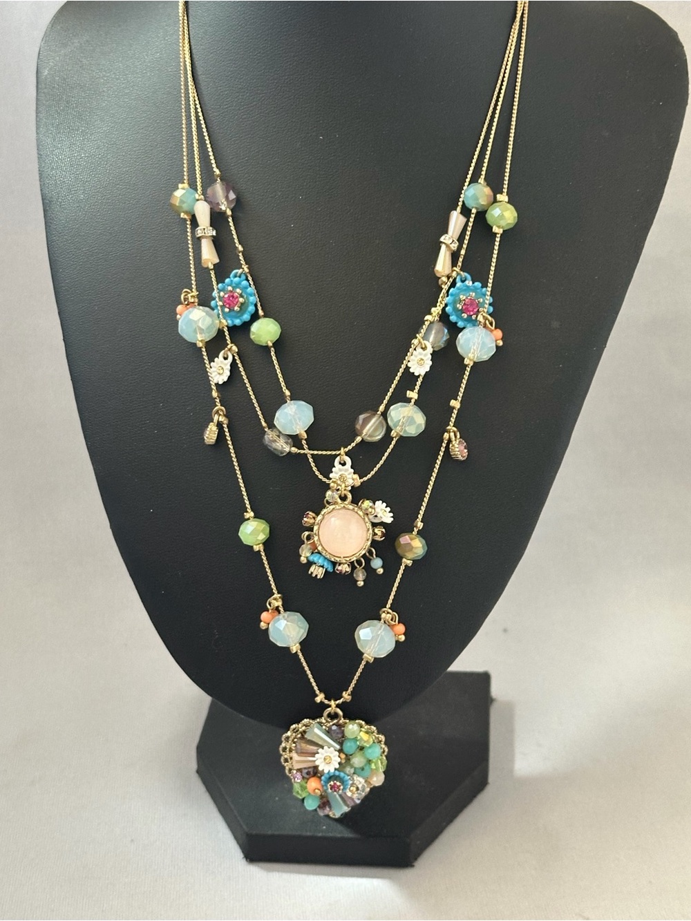 Betsey Johnson Weave and Sew Gold-Tone Multi-Strand Necklace